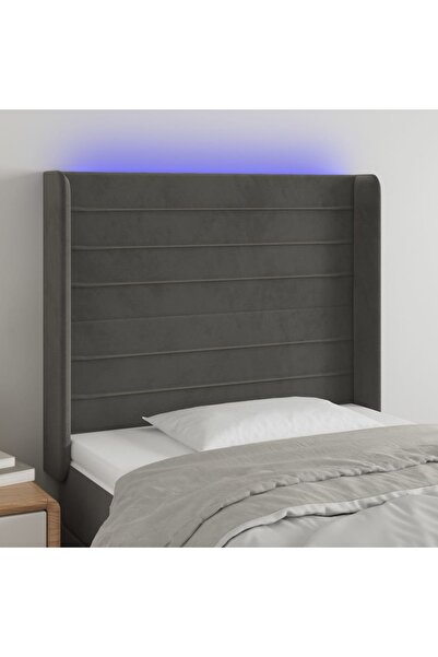 Concept Κεφαλάρι LED, σκούρο γκρι, 83x16x118/128 cm, Βελούδο