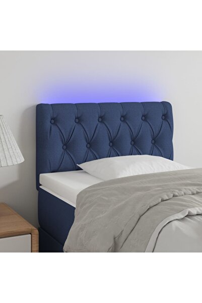 Concept Tăblie de pat cu LED, albastru, 80x7x78/88 cm, textil