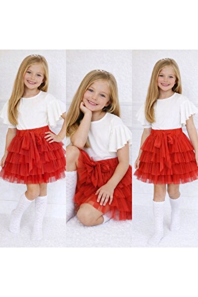 KOKOŞ BEBEK Stylish 2-Piece Set with Tutu Skirt for Girls - Ages 5/10 - 31681
