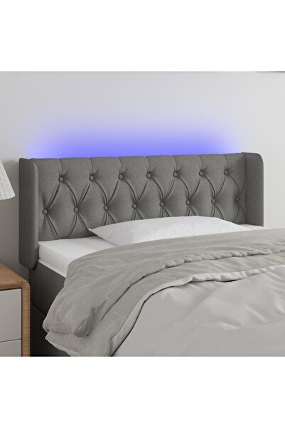 Concept Tăblie de pat cu LED, gri închis, 103x16x78/88 cm, textil