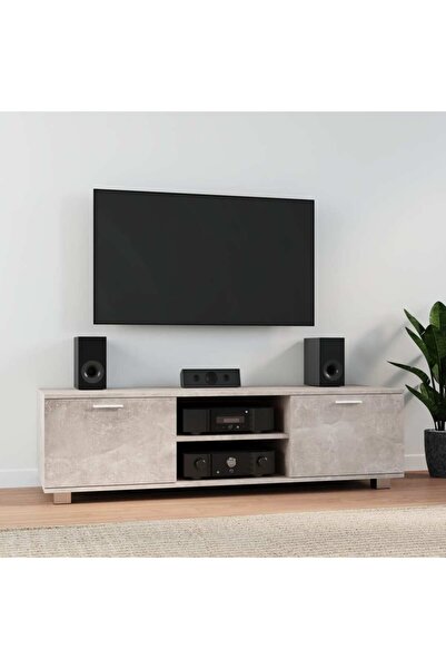 Concept Comodă TV, gri beton, 140x40,5x35 cm, lemn compozit