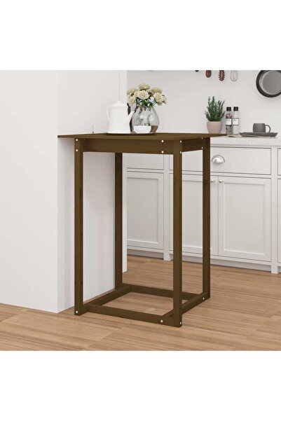 Concept Τραπέζι μπαρ, μελί καφέ, 80x80x110 εκ., μασίφ ξύλο πεύκου