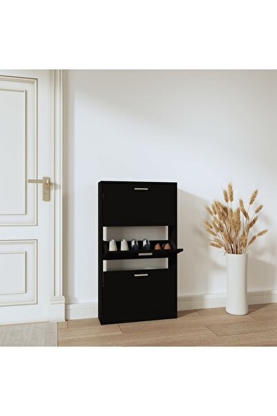 Concept Pantofar, negru, 59x17x108 cm, lemn compozit