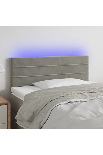 Concept Tăblie de pat cu LED, gri deschis, 100x5x78/88 cm, catifea