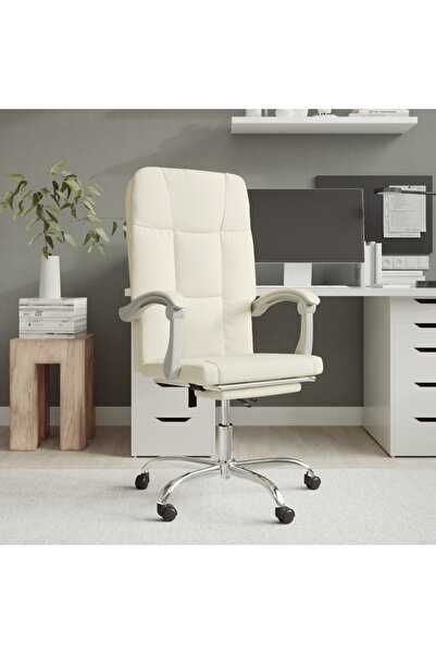 Concept Ανακλινόμενη καρέκλα γραφείου, κρεμ, οικολογικό Δερμάτινο