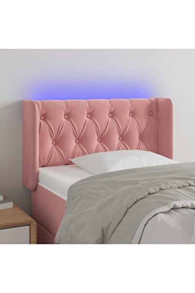 Concept Tăblie de pat cu LED, roz, 83x16x78/88 cm, catifea