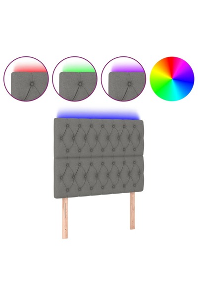 Concept Tăblie de pat cu LED, gri închis, 100x7x118/128 cm, textil