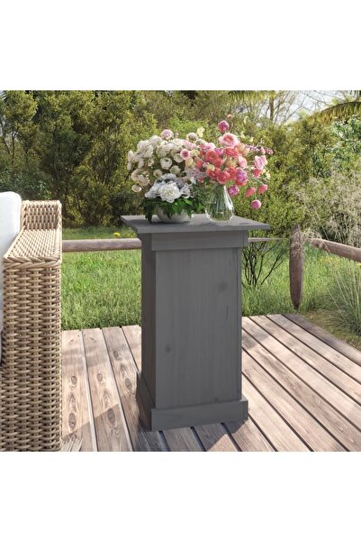 vidaxl Suport pentru flori, gri, 40x40x60 cm, lemn masiv de pin