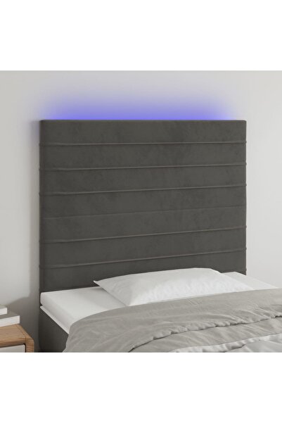 Concept Tăblie de pat cu LED, gri închis, 100x5x118/128 cm, textil