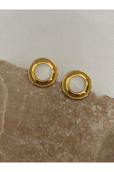 stainless steell Pearlescent Badge Steel Earrings