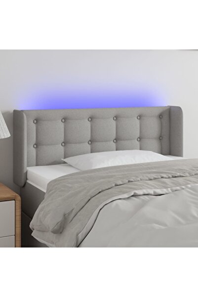 Concept Tăblie de pat cu LED, gri deschis, 93x16x78/88 cm, textil