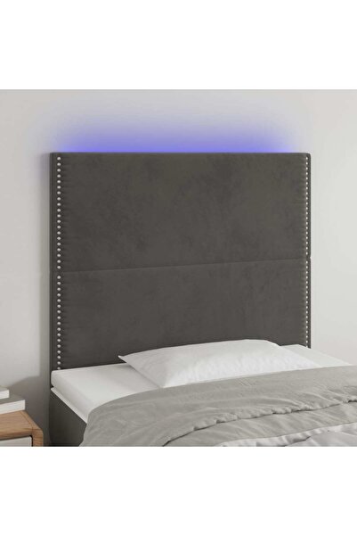 Concept Tăblie de pat cu LED, gri închis, 90x5x118/128 cm, catifea