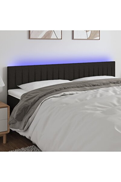 Concept Tăblie de pat cu LED, negru, 180x5x78/88 cm, textil