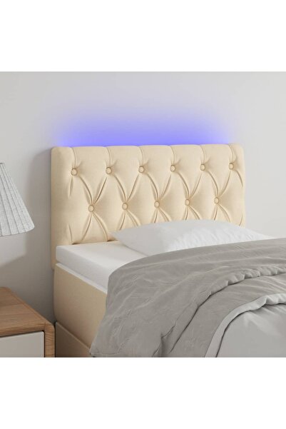 Concept Tăblie de pat cu LED, crem, 80x7x78/88 cm, textil
