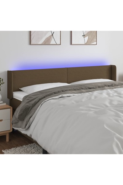 Concept Κεφαλάρι LED, σκούρο καφέ, 203x16x78/88 cm, ύφασμα