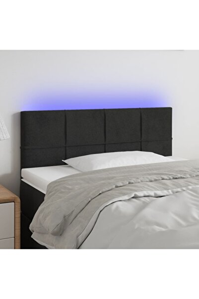 Concept Tăblie de pat cu LED, negru, 90x5x78/88 cm, catifea