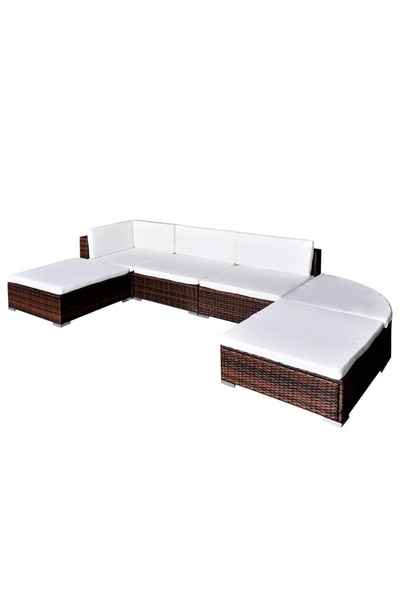 Concept Σετ επίπλων κήπου με μαξιλάρια, 6 τεμάχια, καφέ, πολυρατάν