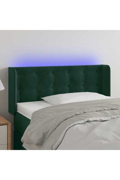 Concept Tăblie de pat cu LED, verde închis, 103x16x78/88 cm, catifea