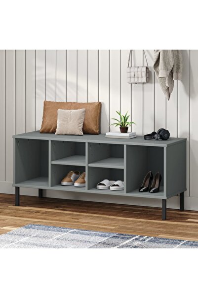 Concept Pantofar cu picioare metalice „OSLO” gri 106x35x45 cm lemn