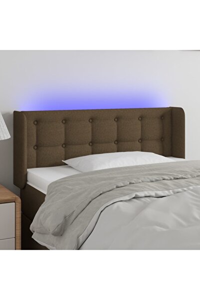 Concept Tăblie de pat cu LED, maro închis, 83x16x78/88 cm, textil