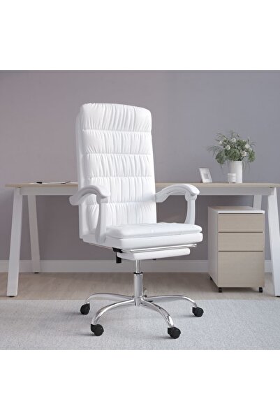 Concept Πτυσσόμενη καρέκλα γραφείου, λευκή, οικολογικό Δερμάτινο