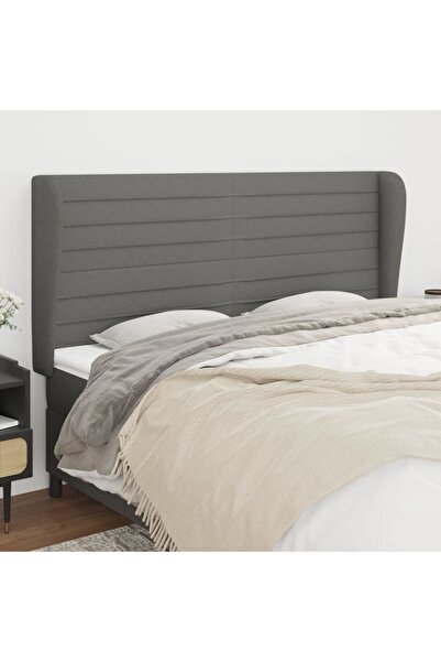 Concept Tăblie de pat cu aripioare gri închis 203x23x118/128 cm, textil