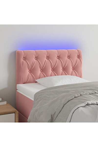 Concept Tăblie de pat cu LED, roz, 80x7x78/88 cm, catifea