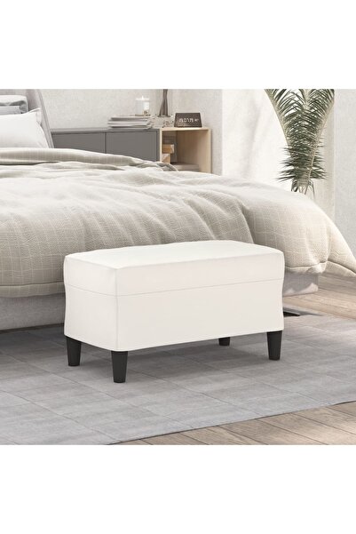 Concept Πάγκος, κρεμ, 70x35x41 cm, οικολογικό Δερμάτινο