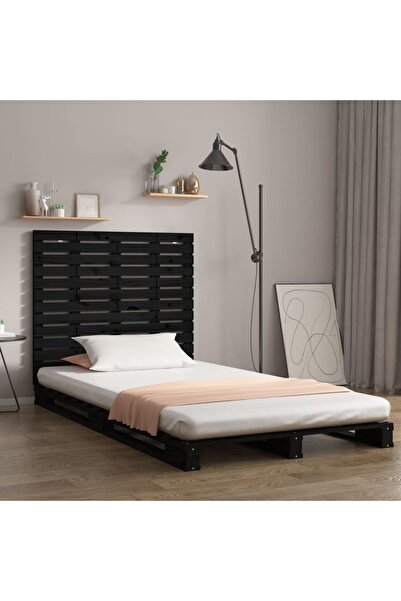 Concept Κεφαλάρι τοίχου, μαύρο 141x3x91,5 cm από μασίφ ξύλο πεύκου
