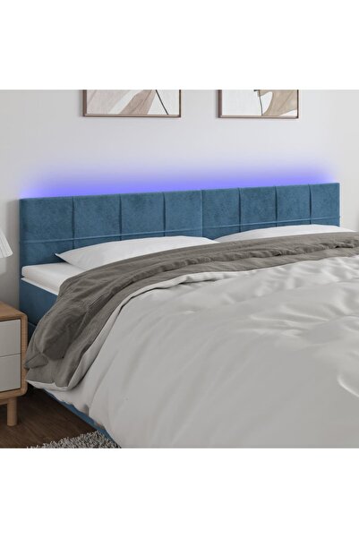 Concept Κεφαλάρι LED, σκούρο μπλε, 180x5x78/88 cm, Βελούδο