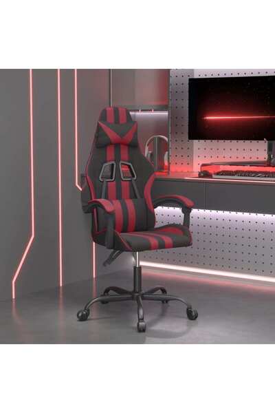 Concept Scaun de gaming pivotant, negru și roșu vin, piele ecologică