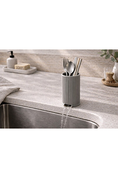 İKONİXPET Lavabo Kenarı Kaşıklık Süzgeçli Mutfak Organizer Su Tahliyeli Kurut...