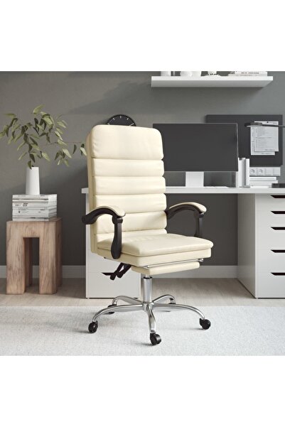 Concept Ανακλινόμενη καρέκλα γραφείου με μασάζ, κρέμα, οικολογικό Δερμάτινο