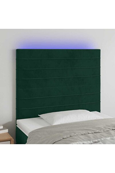 Concept Tăblie de pat cu LED, verde închis, 80x5x118/128 cm, catifea