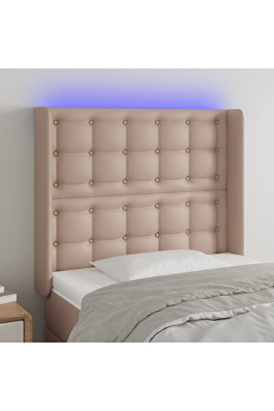 Concept Tăblie de pat cu LED cappuccino 93x16x118/128cm piele ecologică