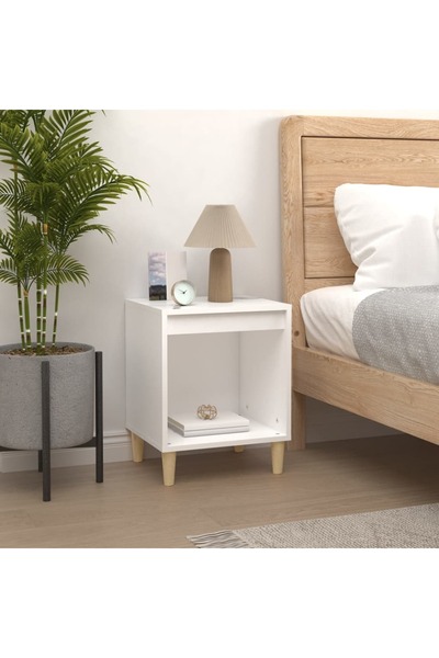 Concept Κομοδίνο, λευκό, 40x35x50 εκ., επεξεργασμένο ξύλο