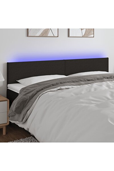 Concept Tăblie de pat cu LED, negru, 180x5x78/88 cm, textil