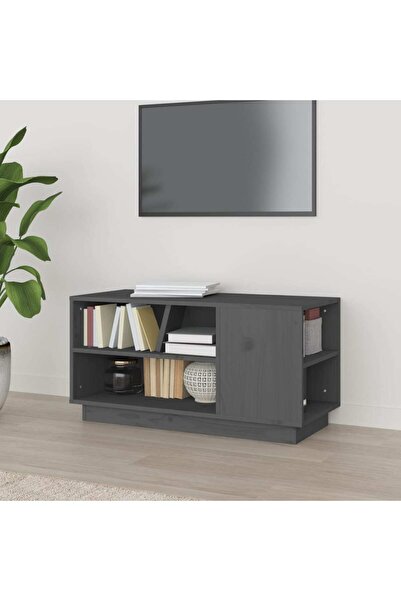 Concept Comodă TV, gri, 80x35x40,5 cm, lemn masiv de pin