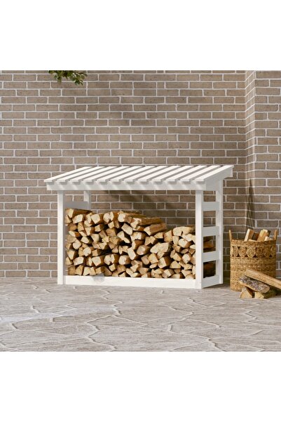 Concept Rastel pentru lemne de foc, alb, 108x64,5x78 cm, lemn masiv pin
