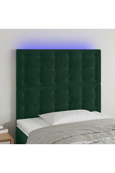 Concept Tăblie de pat cu LED, verde închis, 90x5x118/128 cm, catifea