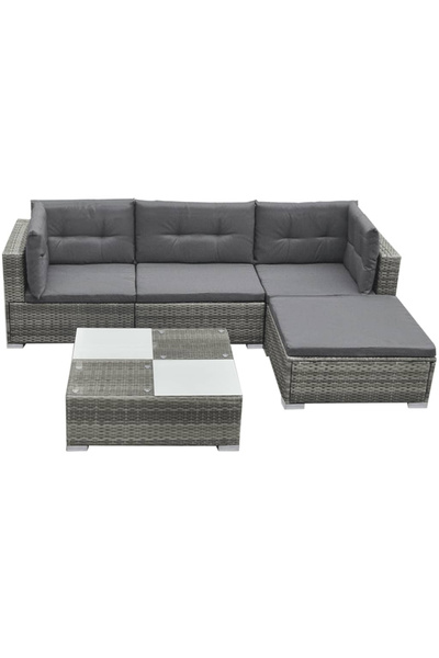 Concept Set mobilier de grădină cu perne, 5 piese, gri, poliratan