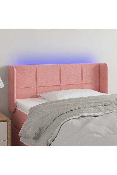 Concept Tăblie de pat cu LED, roz, 103x16x78/88 cm, catifea
