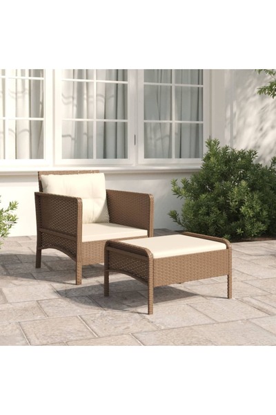 Concept Σετ ξαπλώστρας κήπου με μαξιλάρια, 2 τεμάχια, καφέ, πολυεστέρας ρατάν