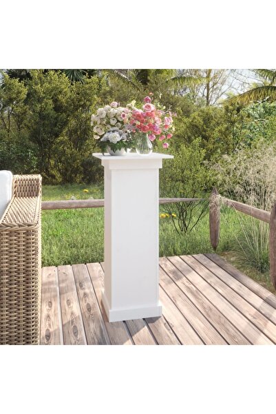 Concept Βάση λουλουδιών, λευκή, 40x40x90 εκ., μασίφ ξύλο πεύκου