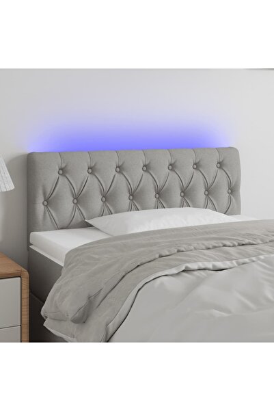Concept Tăblie de pat cu LED, gri deschis, 90x7x78/88 cm, textil