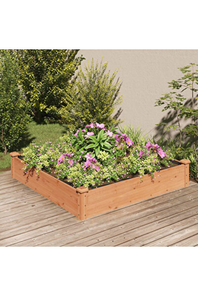 Concept Strat grădină înălțat căptușeală, maro 120x120x25 cm lemn brad