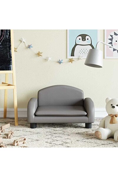 Concept Παιδικός καναπές, γκρι, 50x40x30 εκ., οικολογικό Δερμάτινο