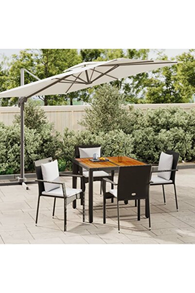 Concept Σετ επίπλων κήπου 5 τεμαχίων με μαξιλάρια, μαύρο, πολυρατάν