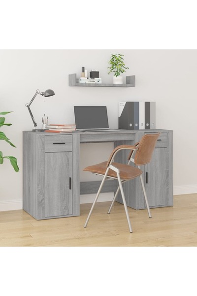 Concept Birou cu dulap, gri sonoma, lemn prelucrat