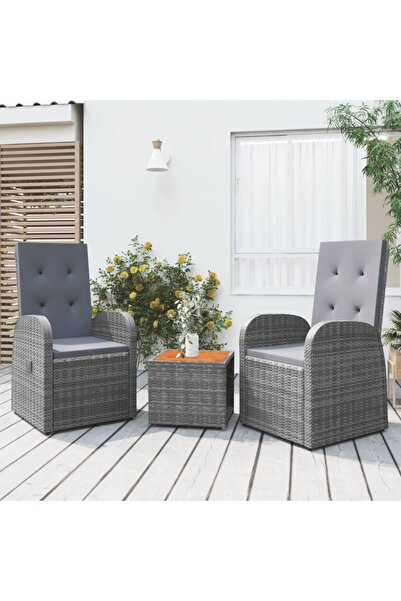 Concept Set șezlonguri de grădină, 3 piese, poliratan și lemn acacia